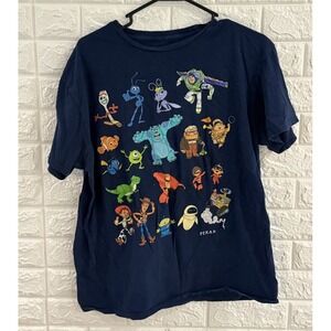 DISNEY PIXAR UNISEX SHIRT SIZE LARGE BLUE SHORT SLEEVE CHARACTER‎ PIXAR CAST